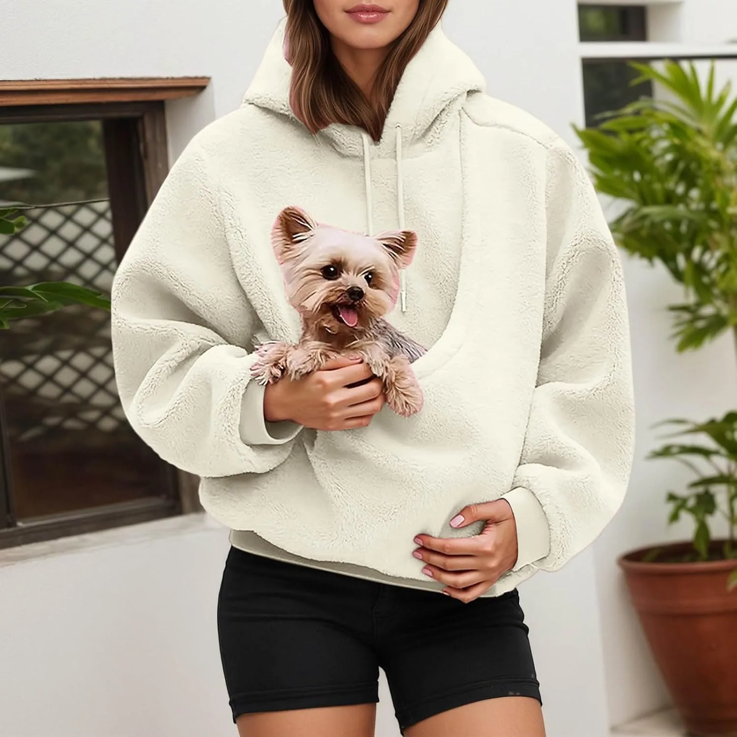 Толстовка с капюшоном и карманом-переноской для питомца — фото 3