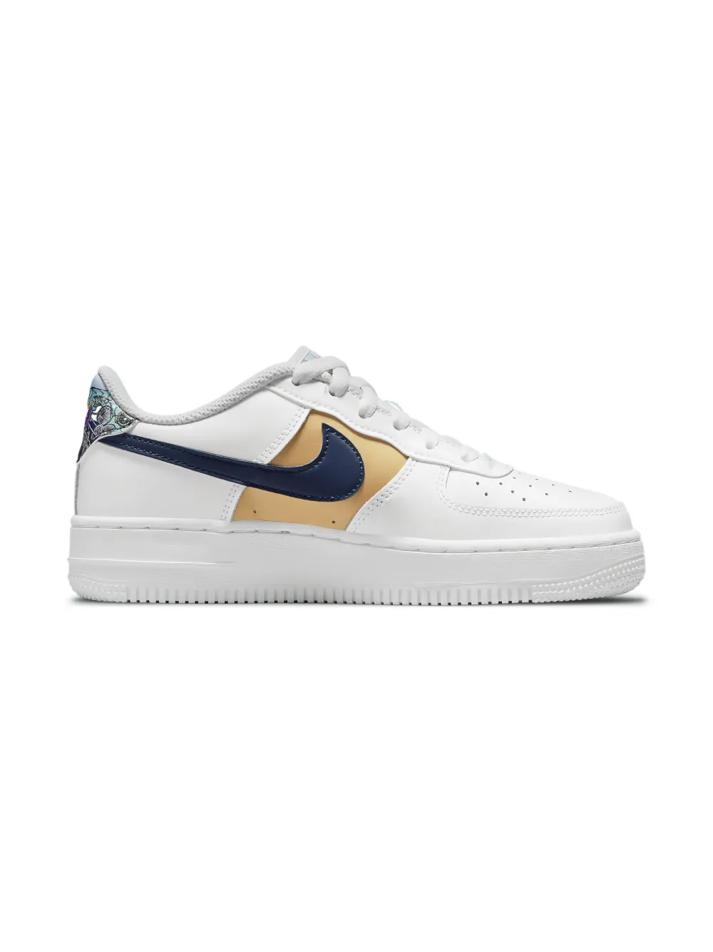 

Кроссовки Air Force 1 Low '07 LV8 White Blue Void Metallic Gold Nike Kids, белый