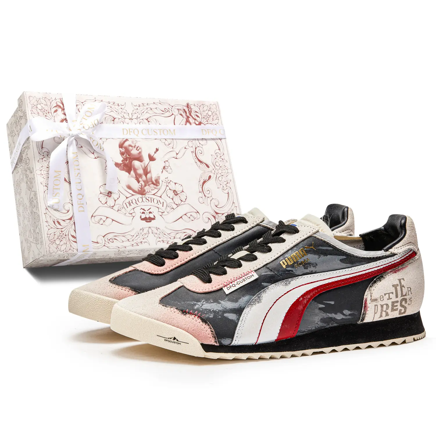 

Puma Кроссовки Roma Og с нейлоновыми амортизаторами, противоскользящие, износостойкие, низкие, для тренировок, унисекс, бежевые, черный, красные