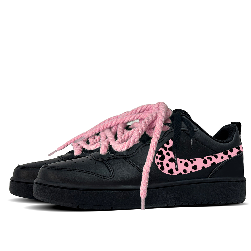 Nike Кроссовки для скейтбординга Court Borough Black Sugar Pink Leopard Slip Resistant Abrasion Resistant Low top для детей, черные — фото 4