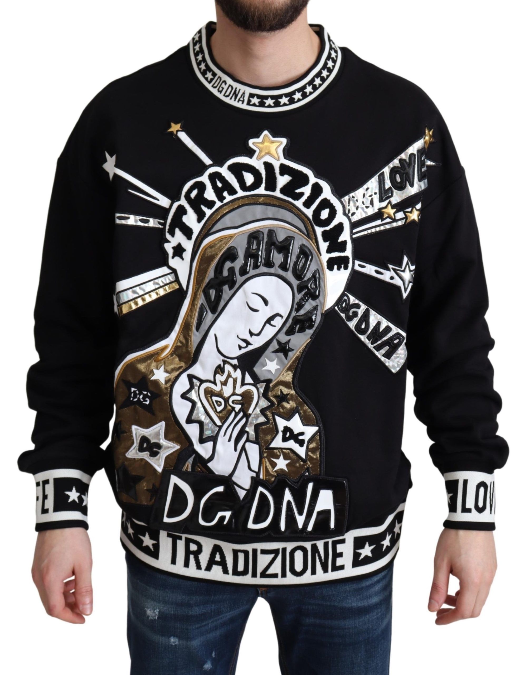

Вышитый мотив свитер с круглым вырезом Dolce & Gabbana, черный