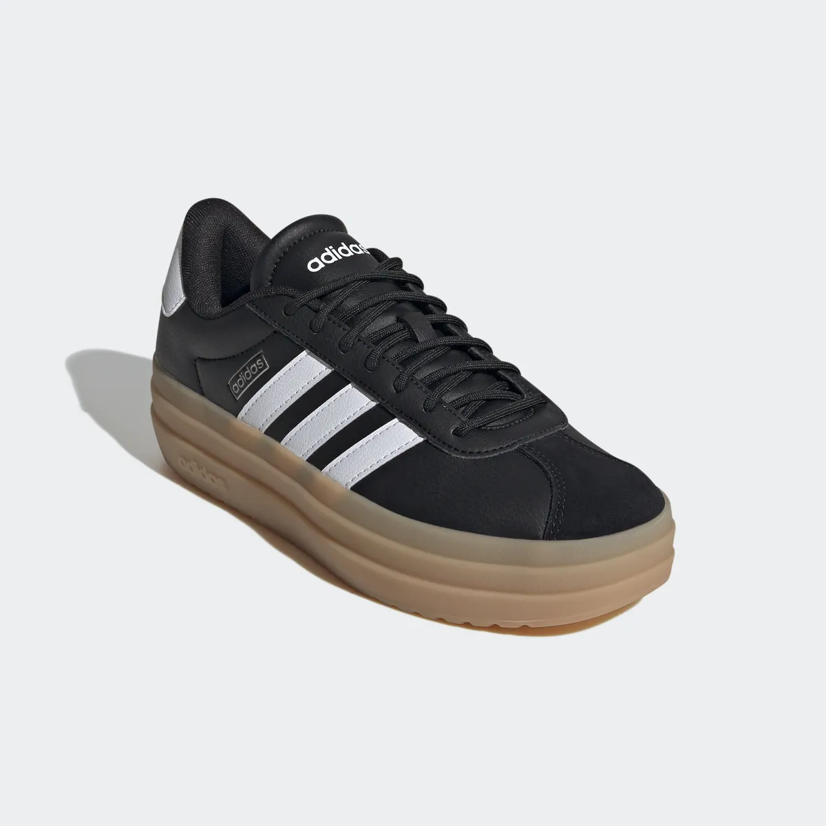 

Кроссовки Adidas Sportswear "VL COURT BOLD", дизайн по стопам Adidas Gazelle Bold, цвет Core Black / Cloud White / Cyber Metallic