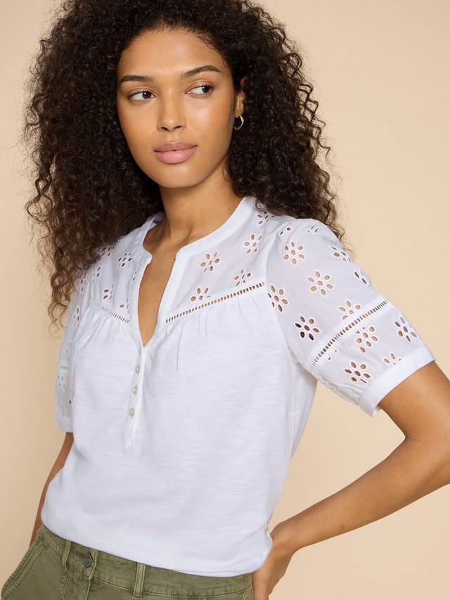 

Хлопчатобумажный топ broderie anglaise White Stuff, цвет Brilliant White