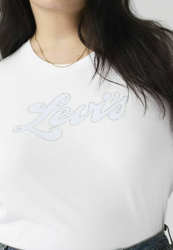 Идеальная футболка с принтом Levi'S, Plus Rhinestone Spor - Whites — фото 4