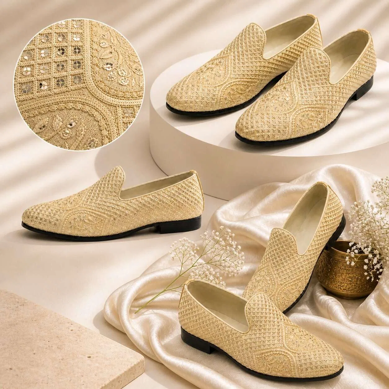 Мокасины с вышивкой Punjabi Jutti Golden Step n Style — фото 3