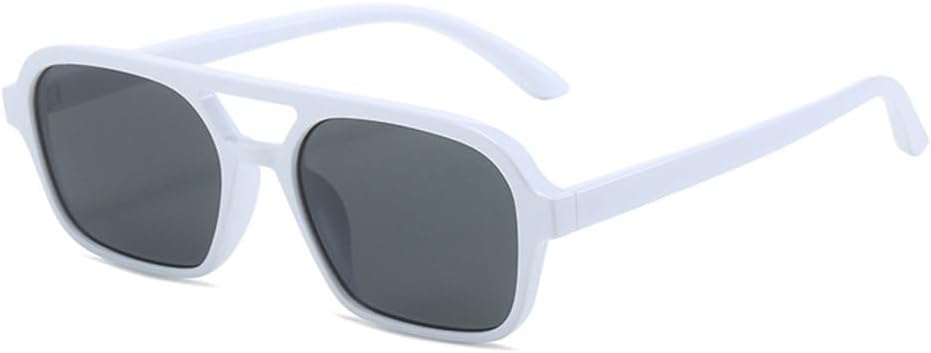 

Солнцезащитные очки в стиле ретро с двойной перемычкой для женщин, модные очки с леопардовым принтом, голубые очки, защита от УФ-излучения UV400 для мужчин MTZJH, White Gray