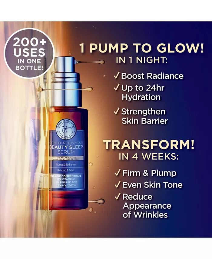 Сыворотка It Cosmetics — Confidence In Your Beauty Sleep Тройная антиоксидантная осветляющая, 30 мл — фото 3