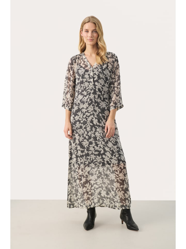 

Платье BeritPW, прямого кроя, с принтом листьев черного цвета PART TWO