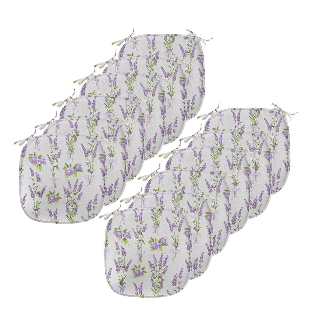 

ABAKUHAUS Garden Art Подушки для обеденного стула, Lavender Hydrangea Art, декоративная водонепроницаемая подушка с ремнями для кухонных сидений, 40 см x 40 см — упаковка из 12 шт., Бледно-серый, лавандово-зеленый, белый