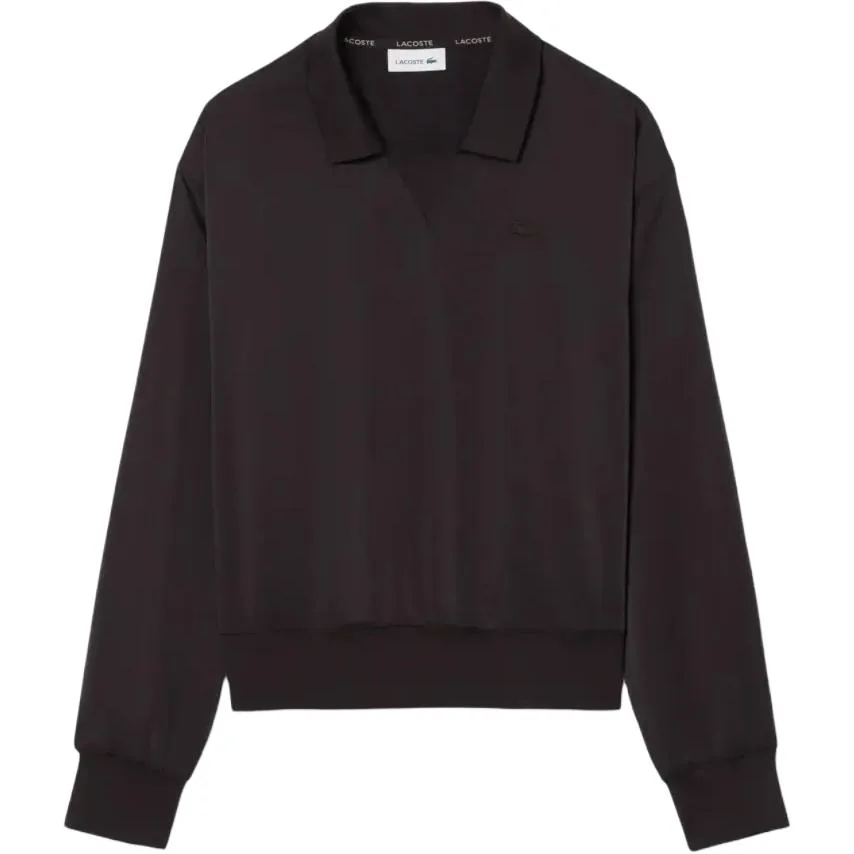 Футболка-поло LACOSTE Classic с V-образным вырезом и прямым кроя, коричневая