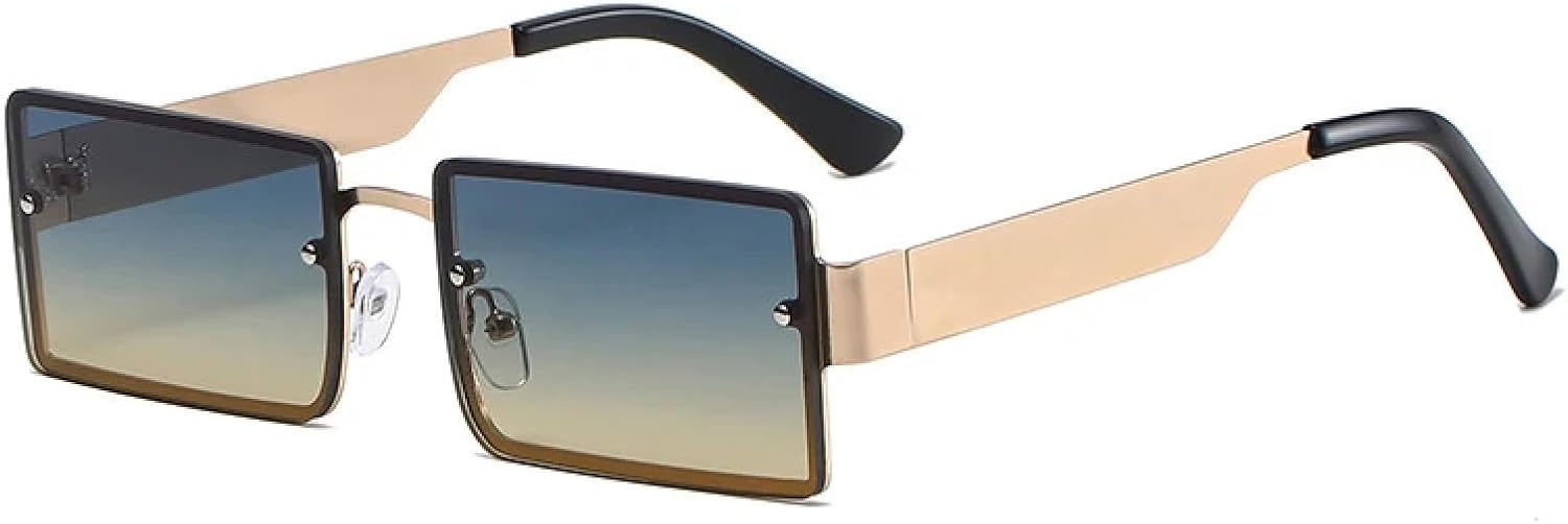 

Модные роскошные металлические солнцезащитные очки для женщин и мужчин, для активного отдыха, путешествий, вождения, защиты от УФ-излучения UV400 TKKTLLT, Gold Blue Tea