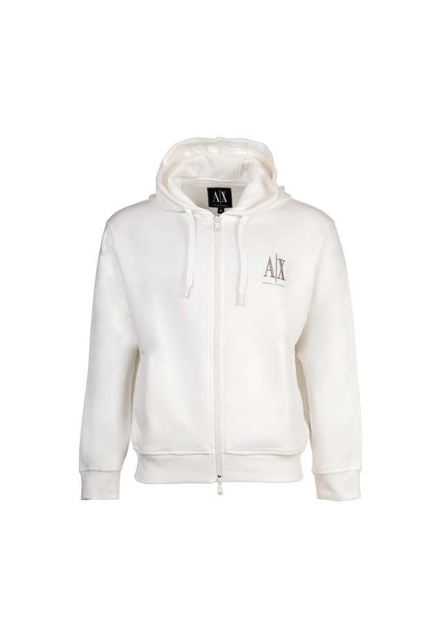 

Толстовка с капюшоном - толстовка с капюшоном на молнии из хлопковой смеси Armani Exchange, белый