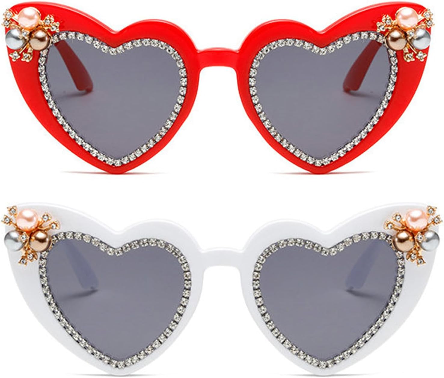 

Солнцезащитные очки Willochra в форме сердца со стразами для женщин. Солнцезащитные очки в форме сердца со стразами. Солнцезащитные очки, украшенные драгоценными камнями. Очки в форме сердца, 2pcs-red&white