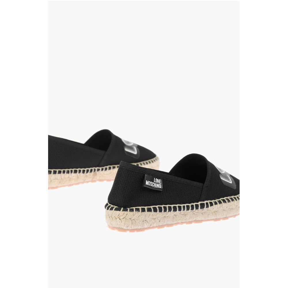 Эспадрильи LOVE из сетки с логотипом и подошвой из рафии Moschino, Black — фото 2