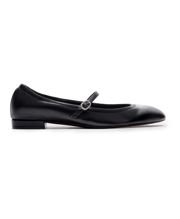 Балетки с кристаллической пряжкой Stuart Weitzman, черный