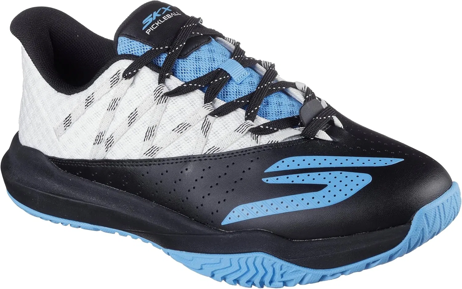 Мужские кроссовки Skechers Viper Court Rally, White Leather Black Leather Blue Mesh