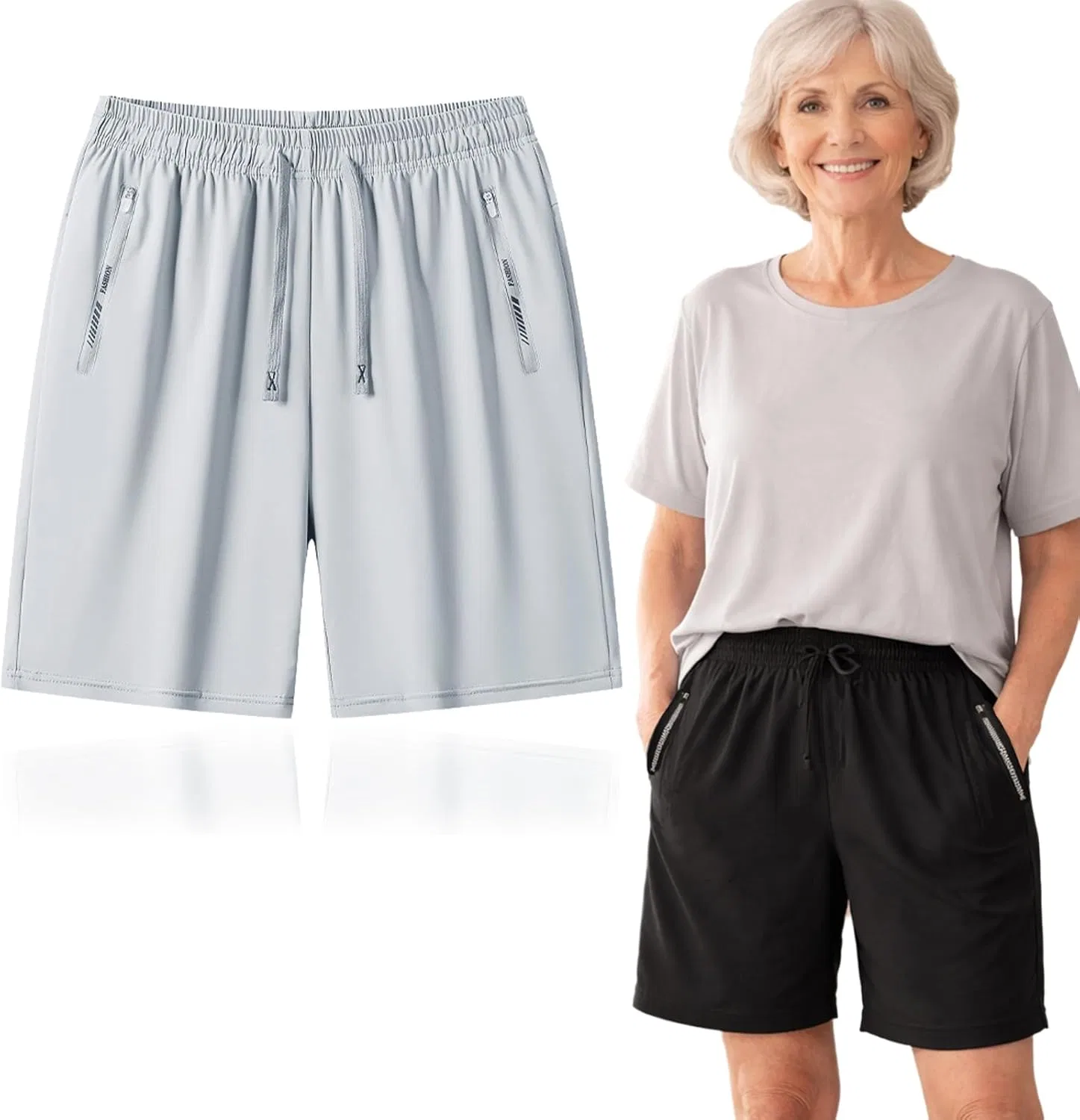 Шорты для активного отдыха Ice Silk, быстросохнущие, с утяжкой, Upgraded Light Gray