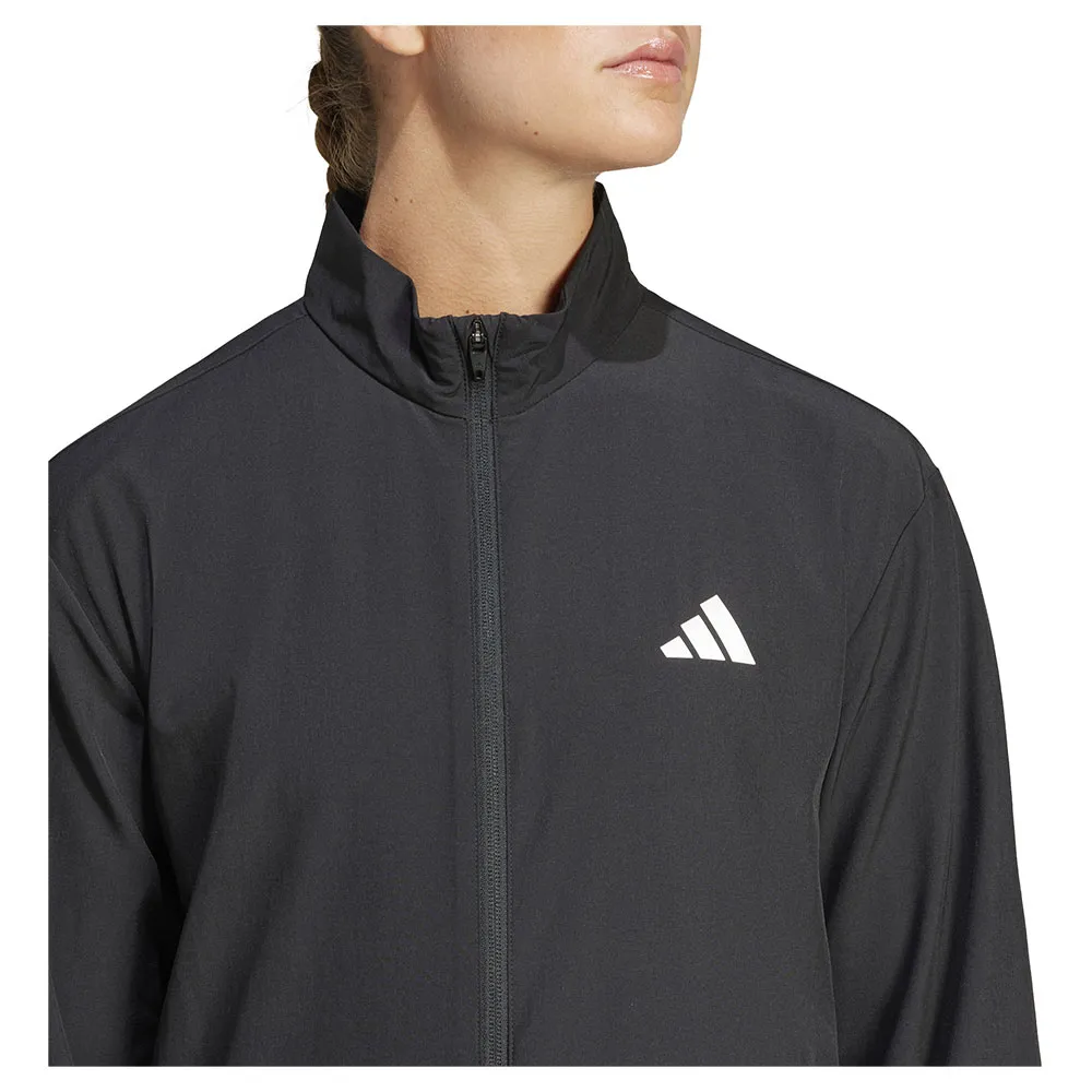 Толстовка спортивная adidas Train Essentials 3 Stripes Woven Warm Up full zip, черный — фото 4