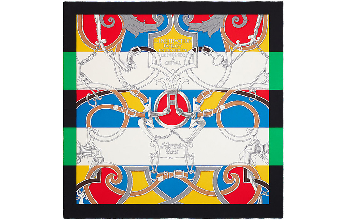 

HERMES Шёлковый шарф женский чёрно-зелёный, Black Green