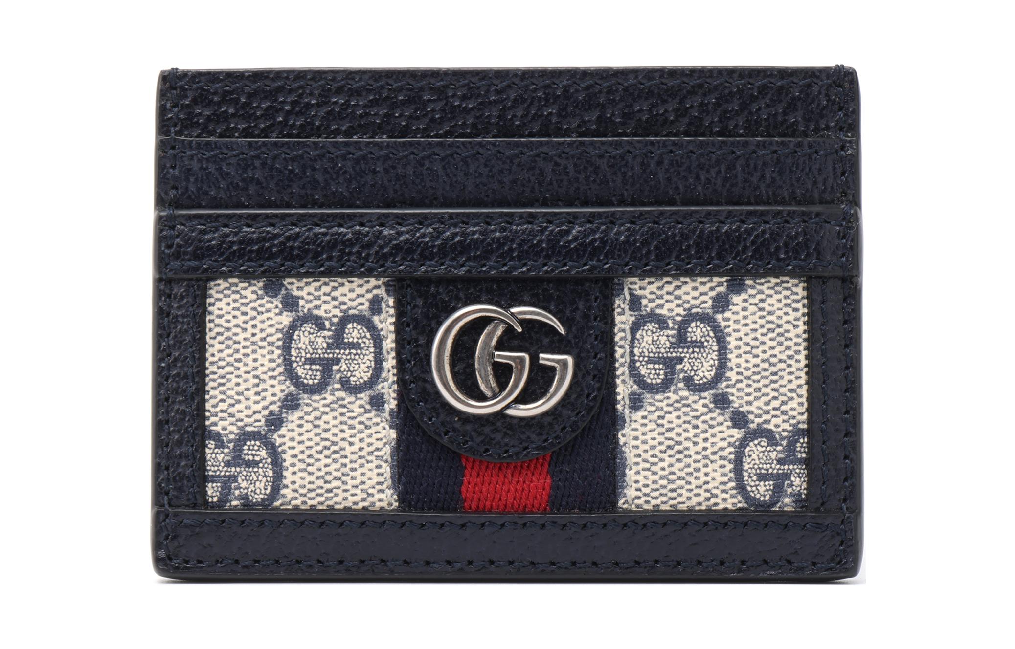 GUCCI Кардхолдер Canvas With Leather для женщин, синий — фото 2