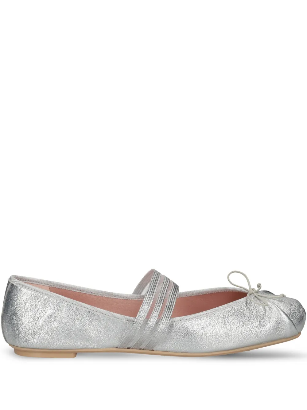 Кожаные балетки Pretty Ballerinas, серебяный