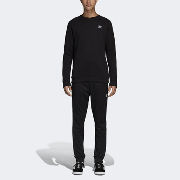 Толстовка с капюшоном оригинальная базовая круглая горловина пуловер Adidas, черный — фото 3