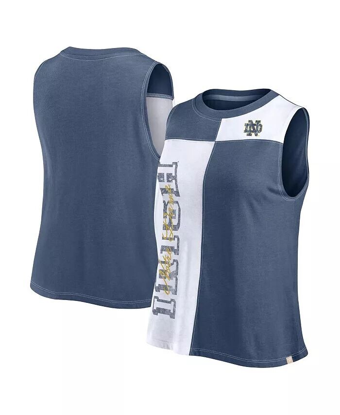 

Женская темно-синяя/белая майка Notre Dame Fighting Irish с цветными блоками и высоким воротником Fanatics, синий