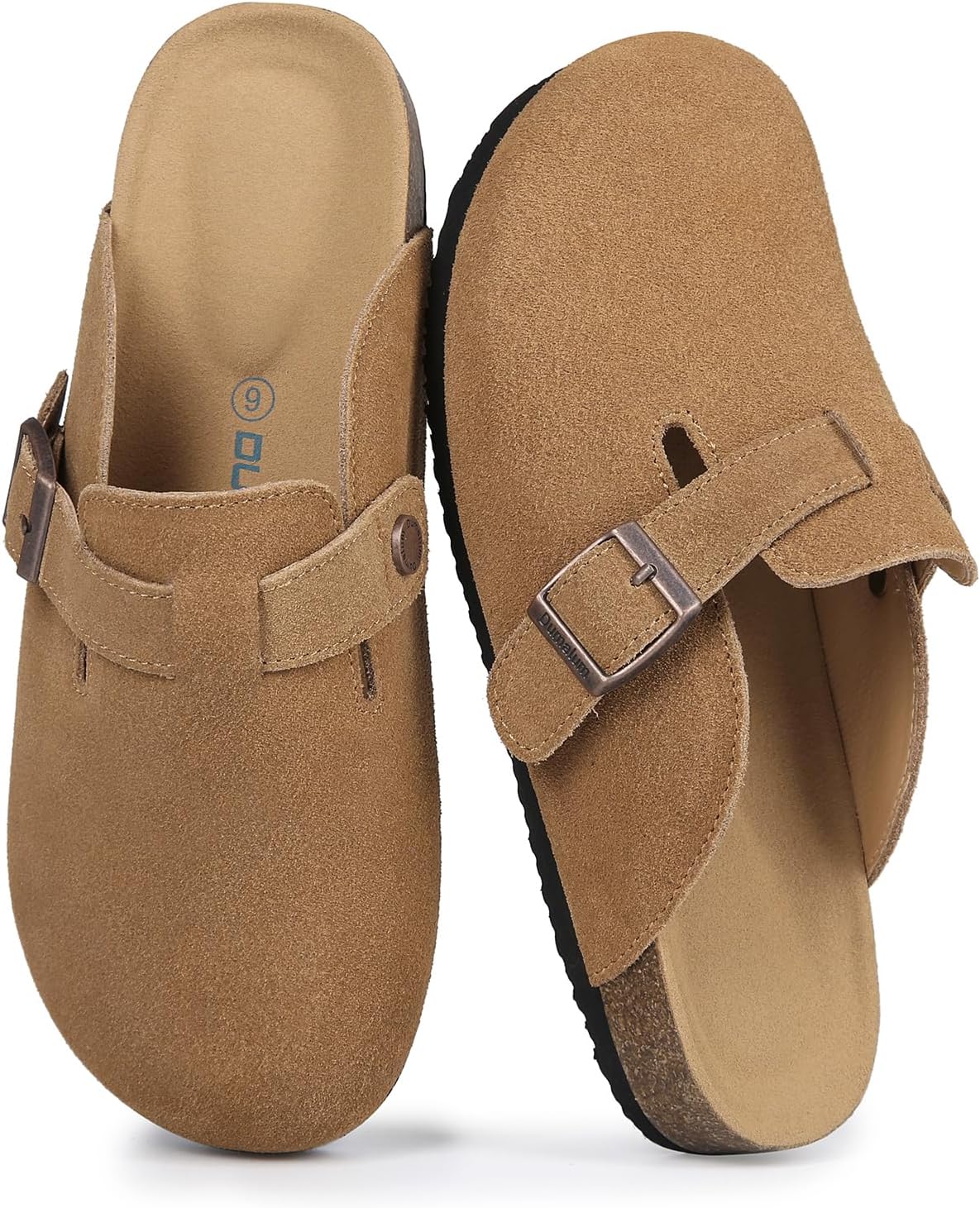 

Сабо из замши Dumalum для женщин и мужчин - с регулируемой пряжкой, на пробковой стельке, с противоскользящей подошвой - тапочки, коричневый