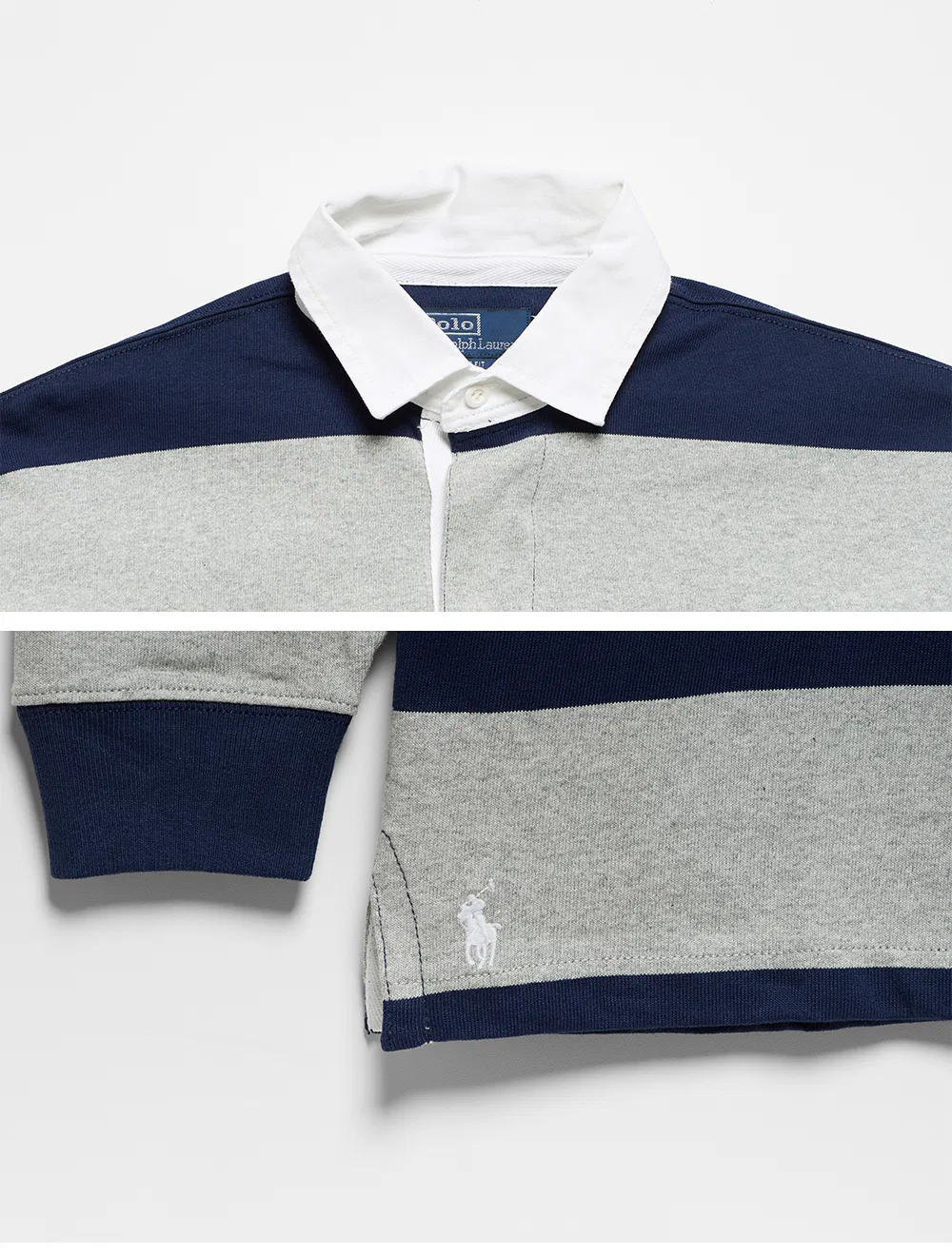 Мужская полосатая футболка-регби Polo Ralph Lauren Big Fit Jersey, синяя — фото 4