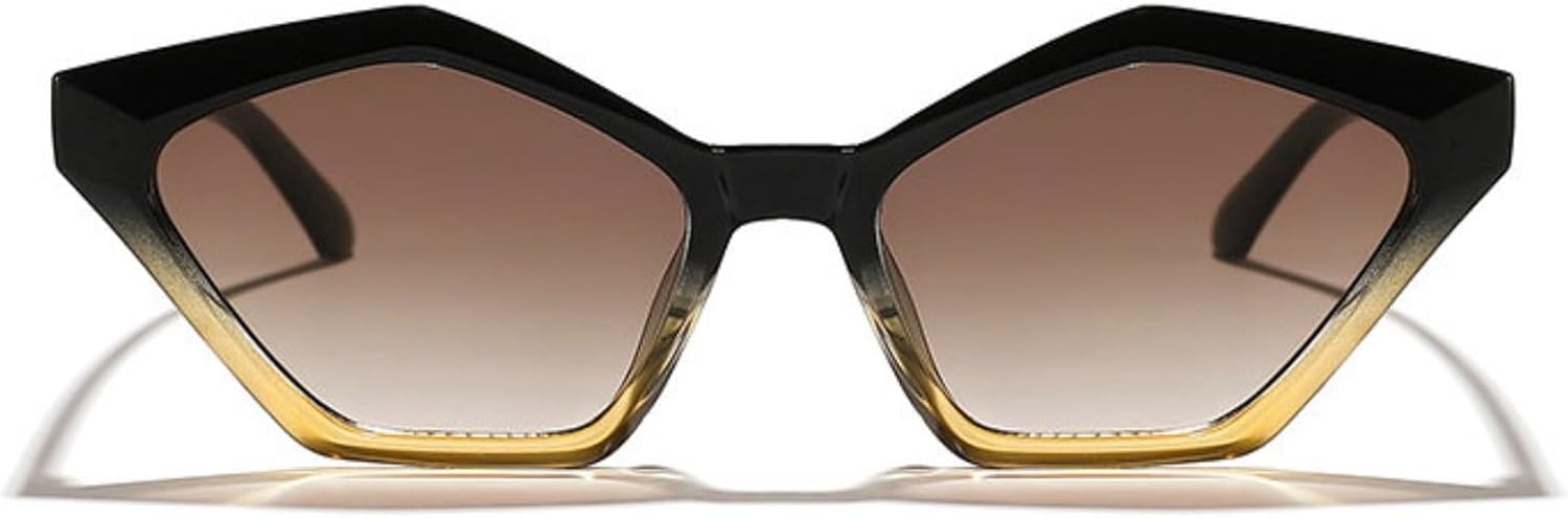 

Willochra Модные квадратные солнцезащитные очки неправильной формы для женщин, многоугольные, роскошные, с защитой от УФ-излучения UV400, женские, в стиле «кошачий глаз» 90-х, черные, C7