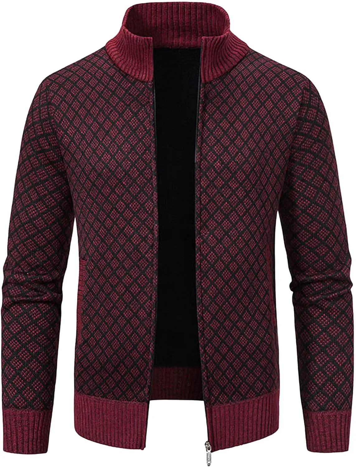 

Мужской кардиган с воротником стойкой на молнии slim fit SWJGLITTR