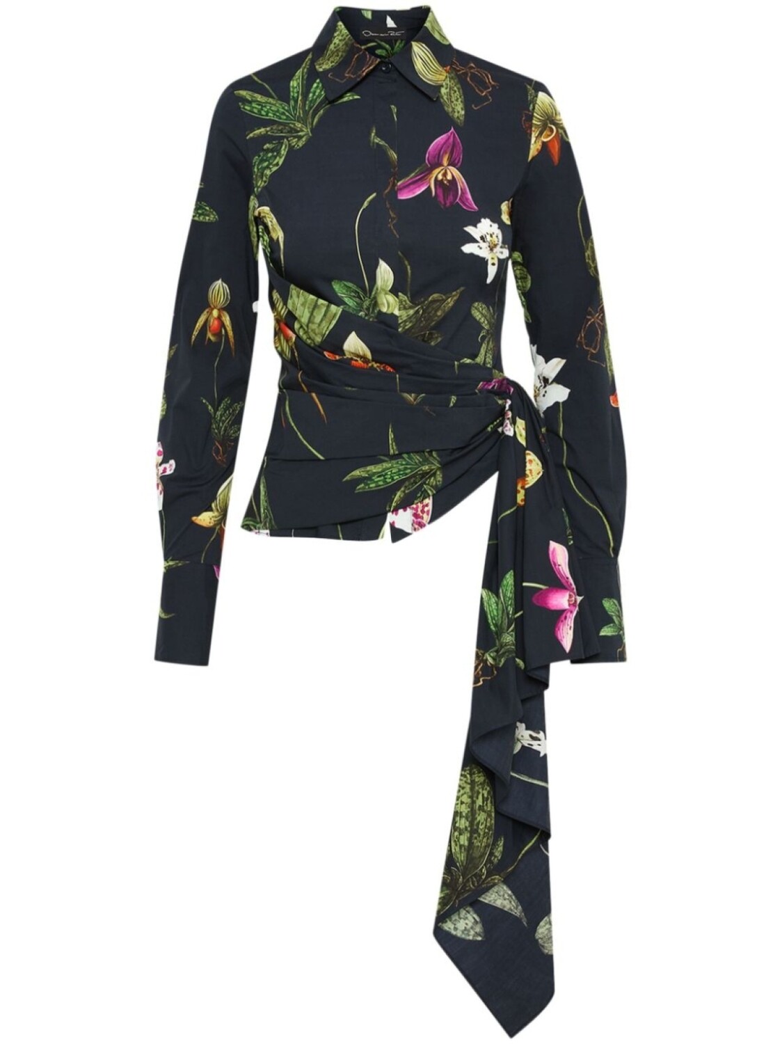 

Oscar de la Renta поплиновая блузка Orchid, синий