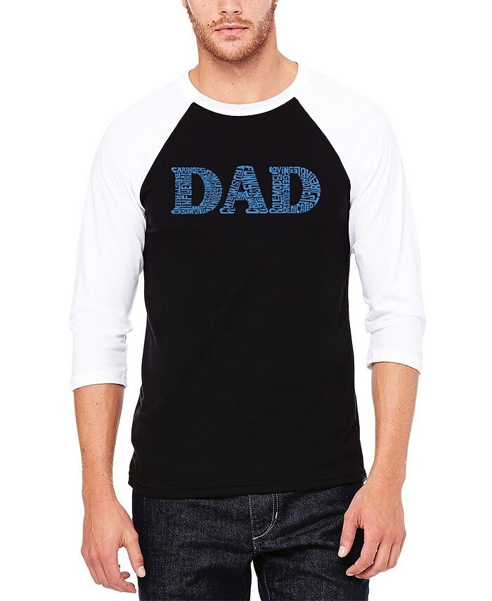 

Мужская бейсбольная футболка с надписью Dad Raglan Word Art LA Pop Art, черный
