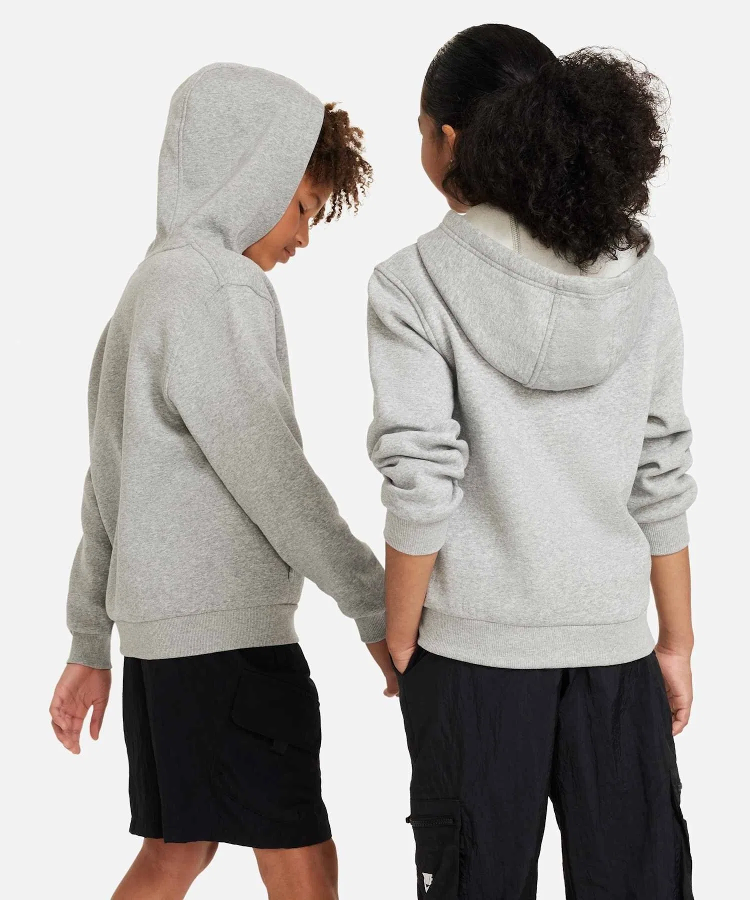 Детская флисовая толстовка Nike Sportswear Club на молнии / Детская флисовая толстовка Nike Sportswear Club на молнии FD3004-063, темно-серый меланж — фото 2