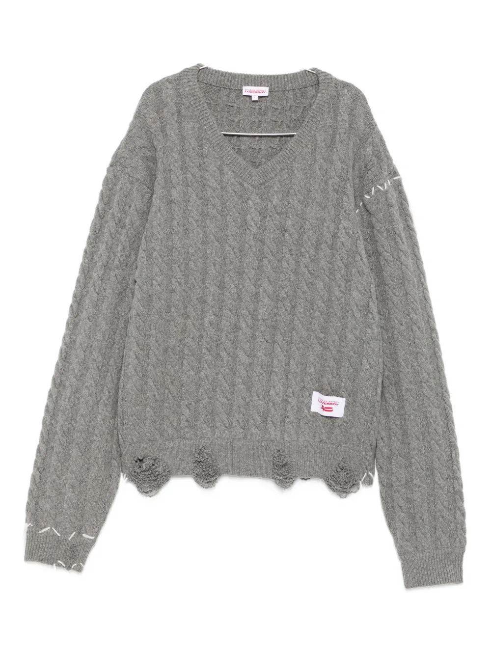 

Свитер косой вязки с V-образным вырезом Charles Jeffrey Loverboy, серый
