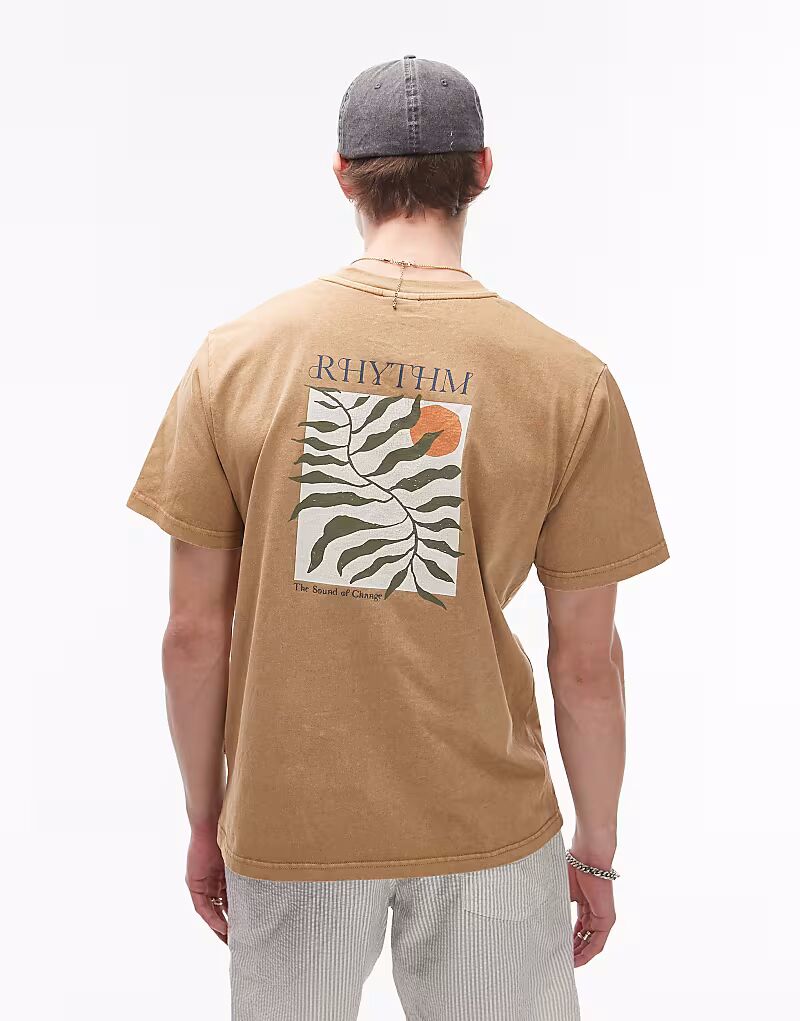 

Футболка с короткими рукавами Rhythm Fern Vintage бежевого цвета