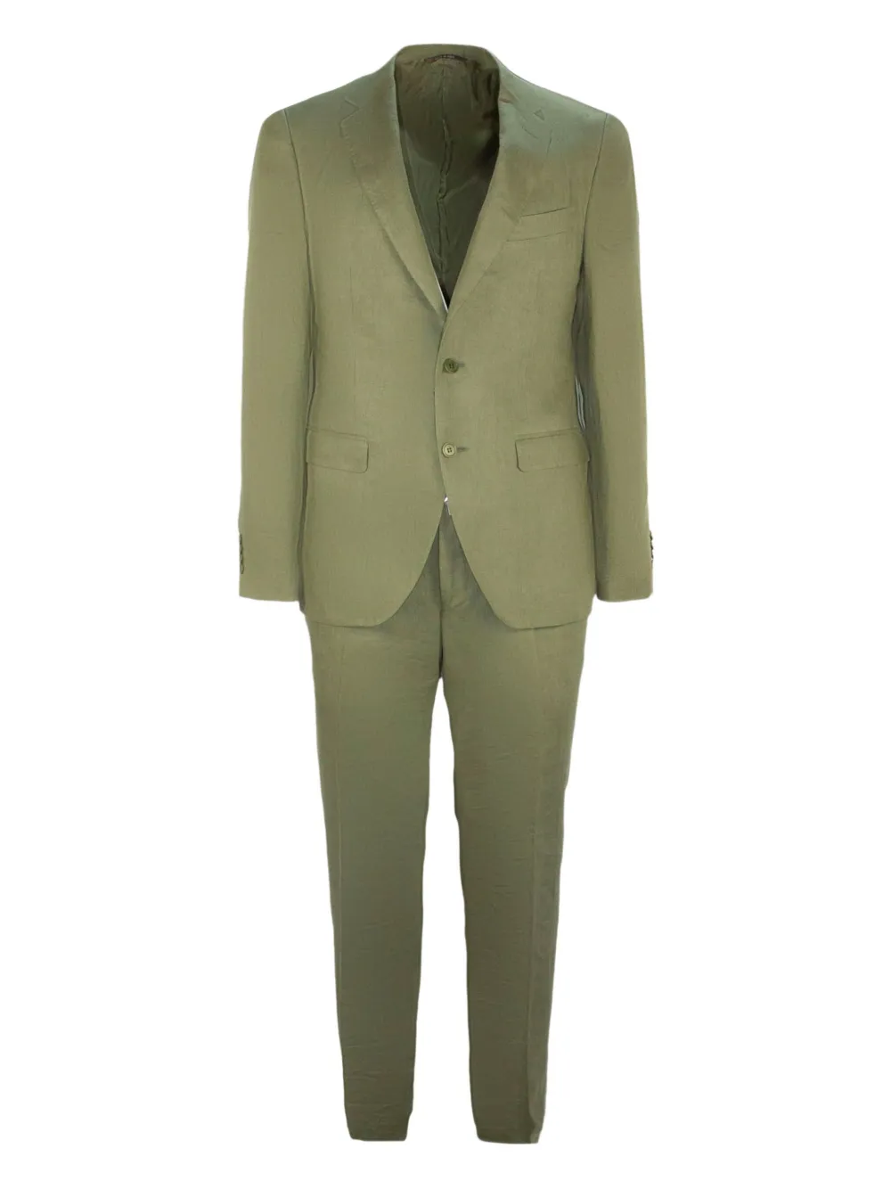 

Однобортный льняной костюм с двумя пуговицами Canali, зеленый