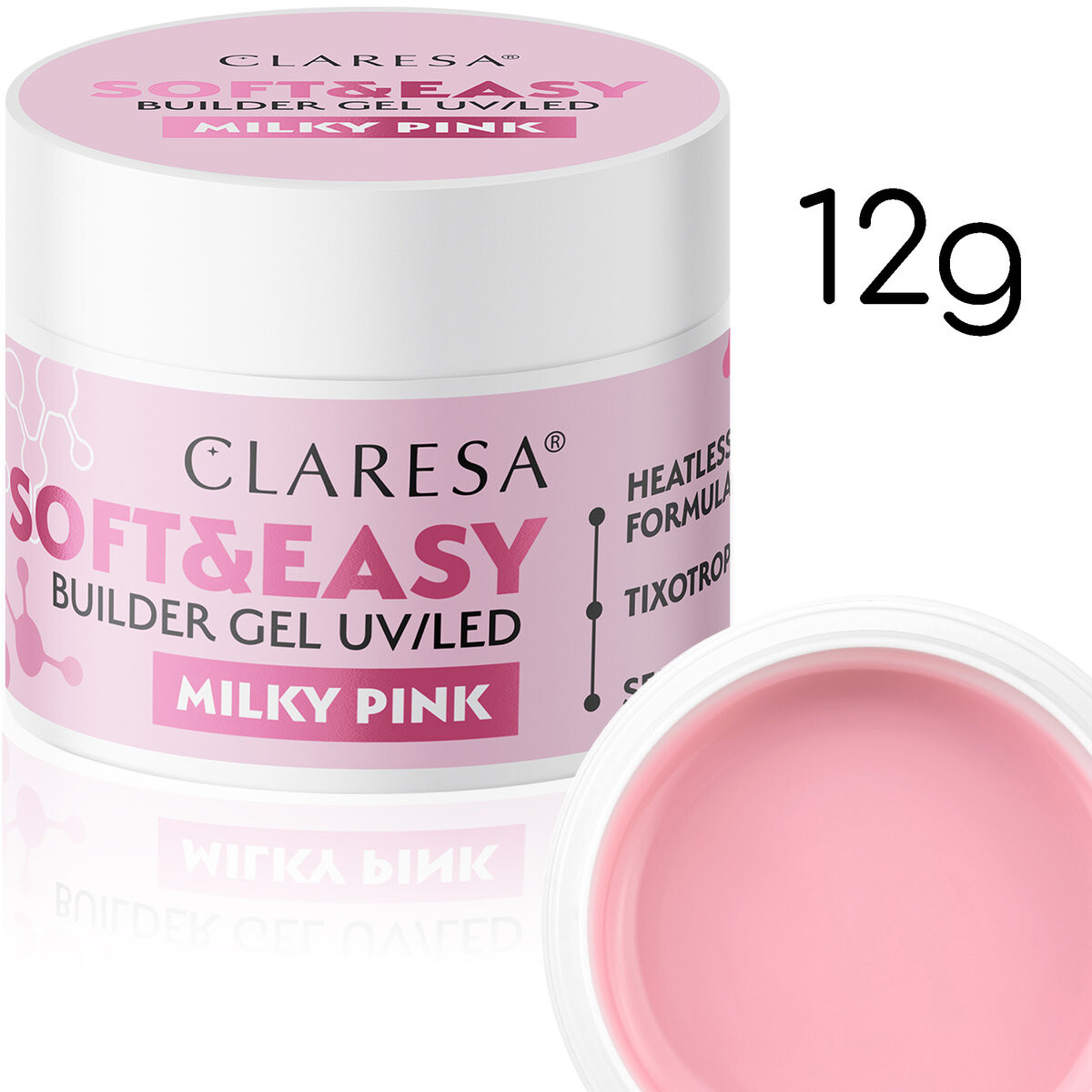 

Claresa, Строительный гель Soft&easy молочно-розовый, 12 г