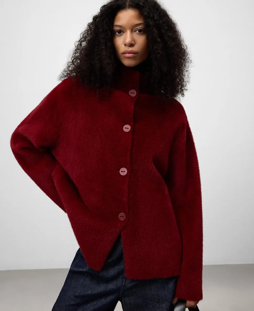

Женская вязаная куртка с пушистым эффектом Adolfo Dominguez, красный