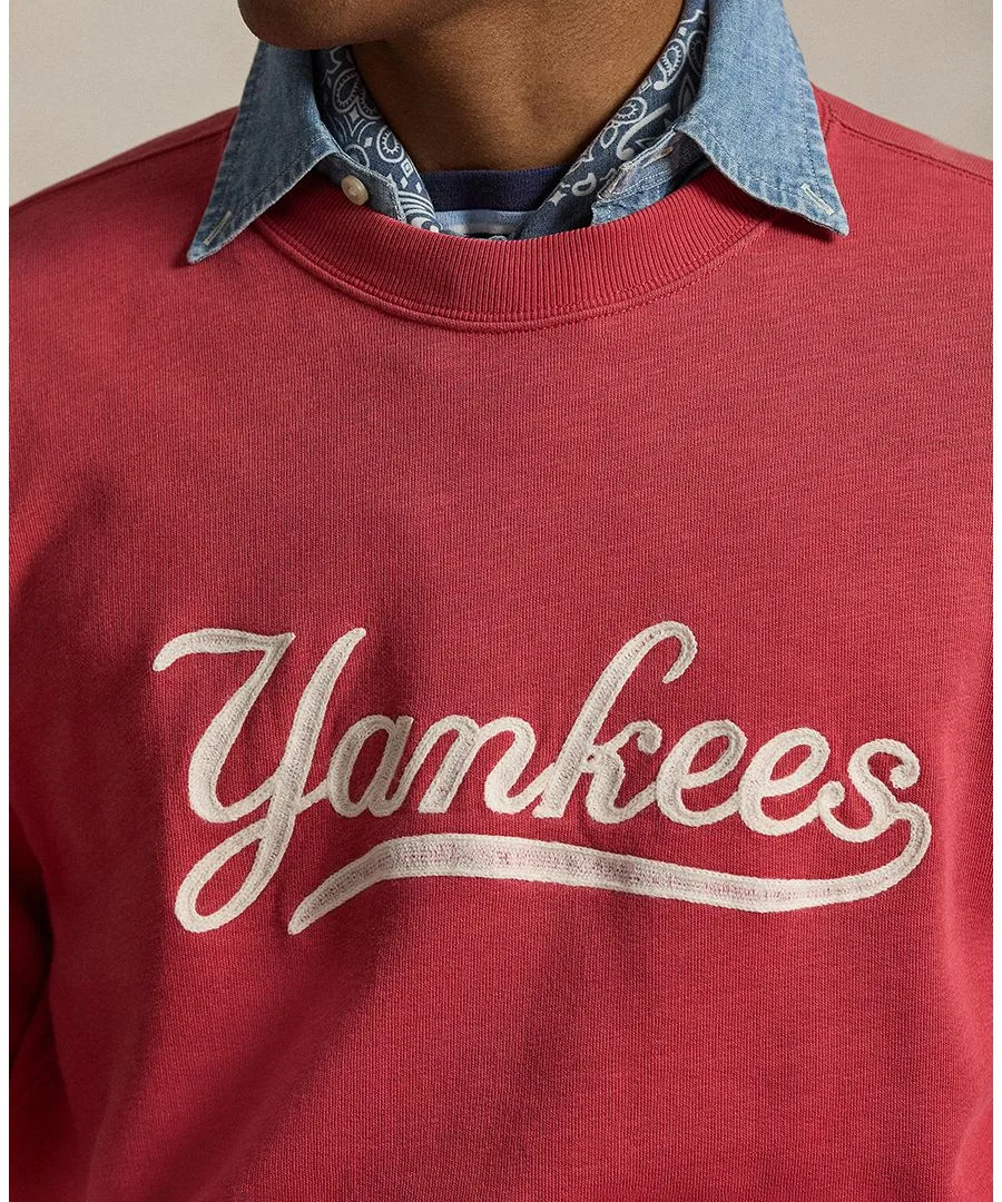 Мужская флисовая толстовка с вышивкой Yankees Polo Ralph Lauren, sunrise красный — фото 3