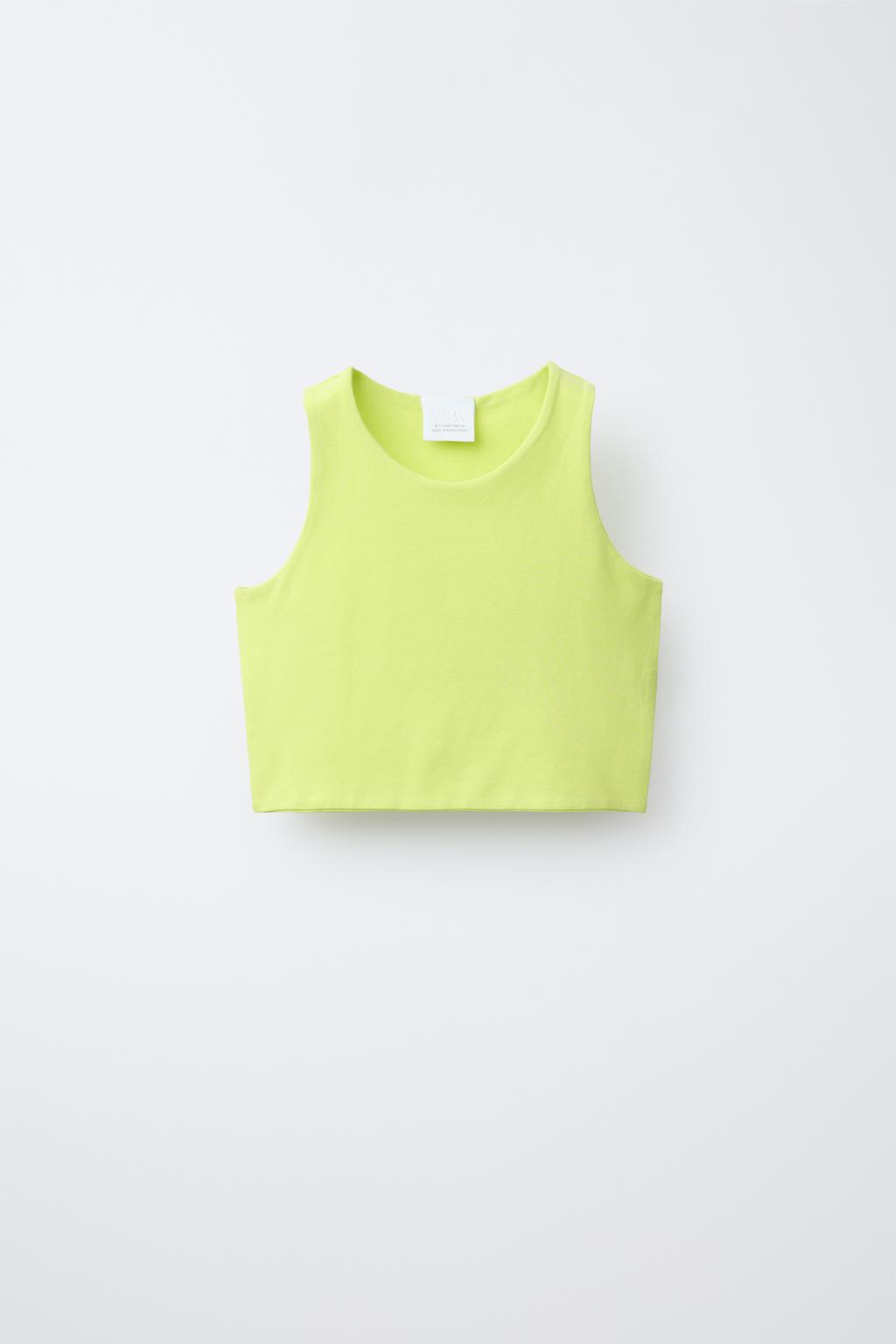

Укороченный топ на бретельках ZARA, цвет Lime
