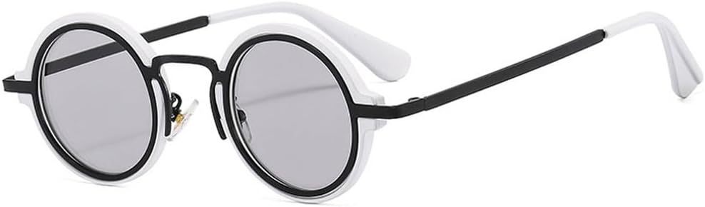 

Модные маленькие круглые мужские солнцезащитные очки в стиле панк, ретро, ​​прозрачные градиентные линзы, защита от УФ-излучения UV400, женские солнцезащитные очки в тренде TKKTLLT, White Light Gray