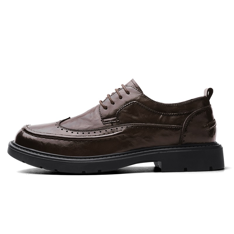 

KANGLONG Мужские повседневные туфли мужские низкие топы коричневые, цвет Brown[Leather Shoe Size: Size 40 in This Model = Athletic Shoes 41]