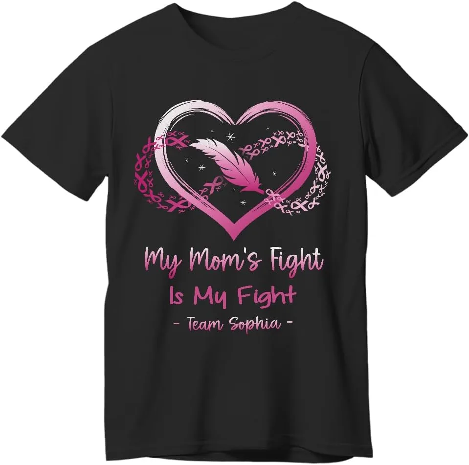 Футболка I Wear Pink for My Mom с принтом в виде розового пера и сердца