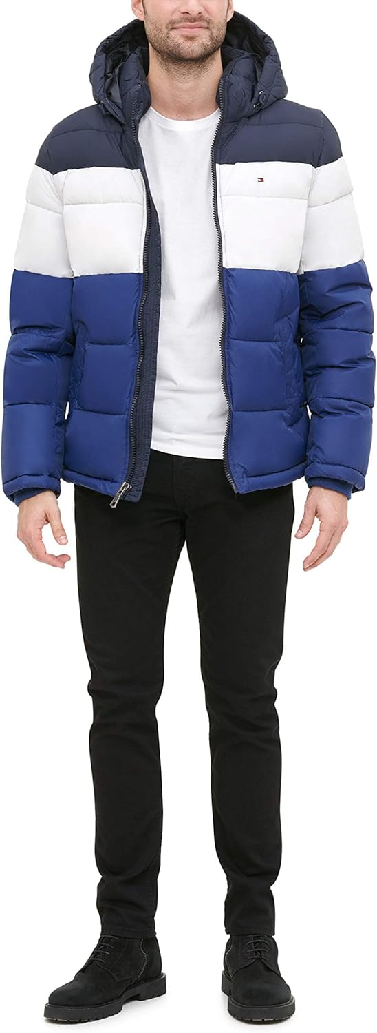 Мужская куртка-пуховик Tommy Hilfiger с капюшоном (стандартная и для больших и высоких), Bluebell Color Block — фото 3