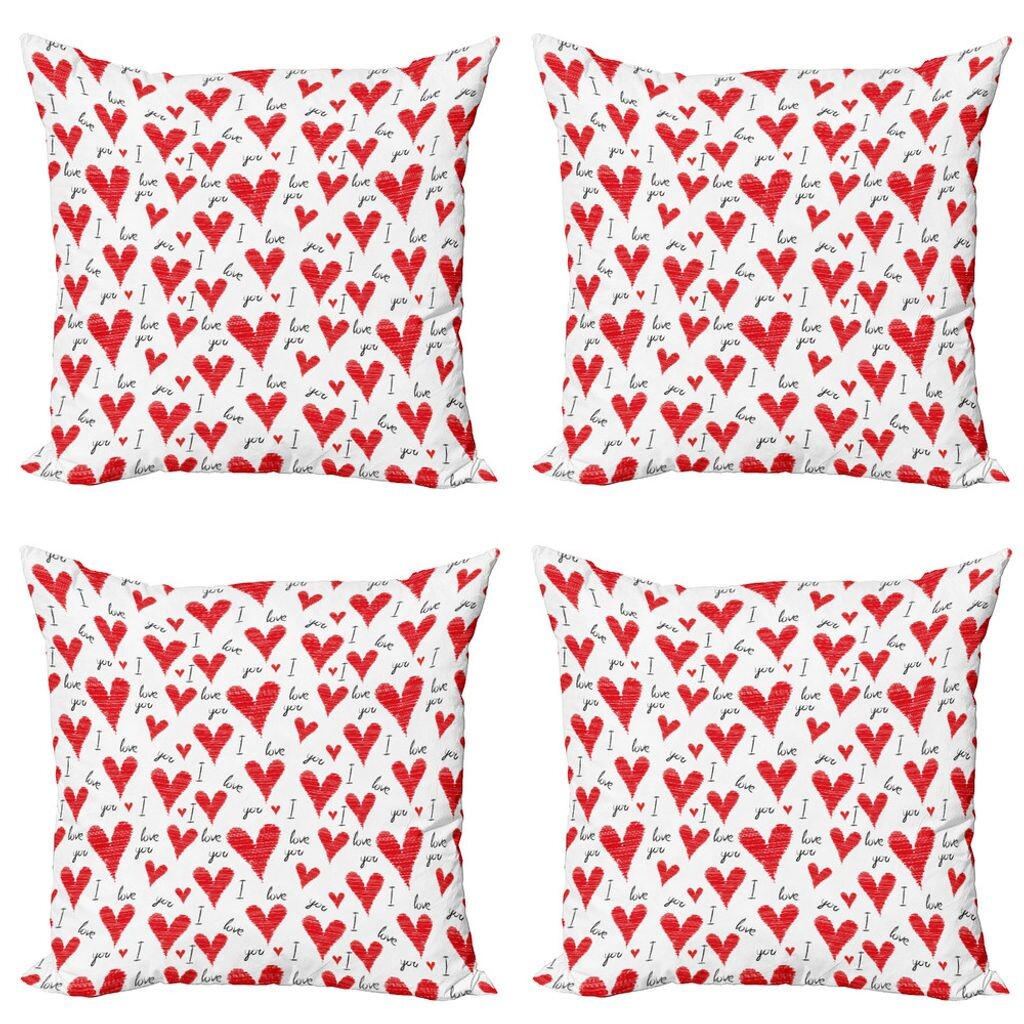 

ABAKUHAUS Love Набор чехлов для подушек (4 предмета), рукописный текст «Валентинка», современная двусторонняя цифровая печать, 50 см x 50 см, ярко-черный, белый цвет