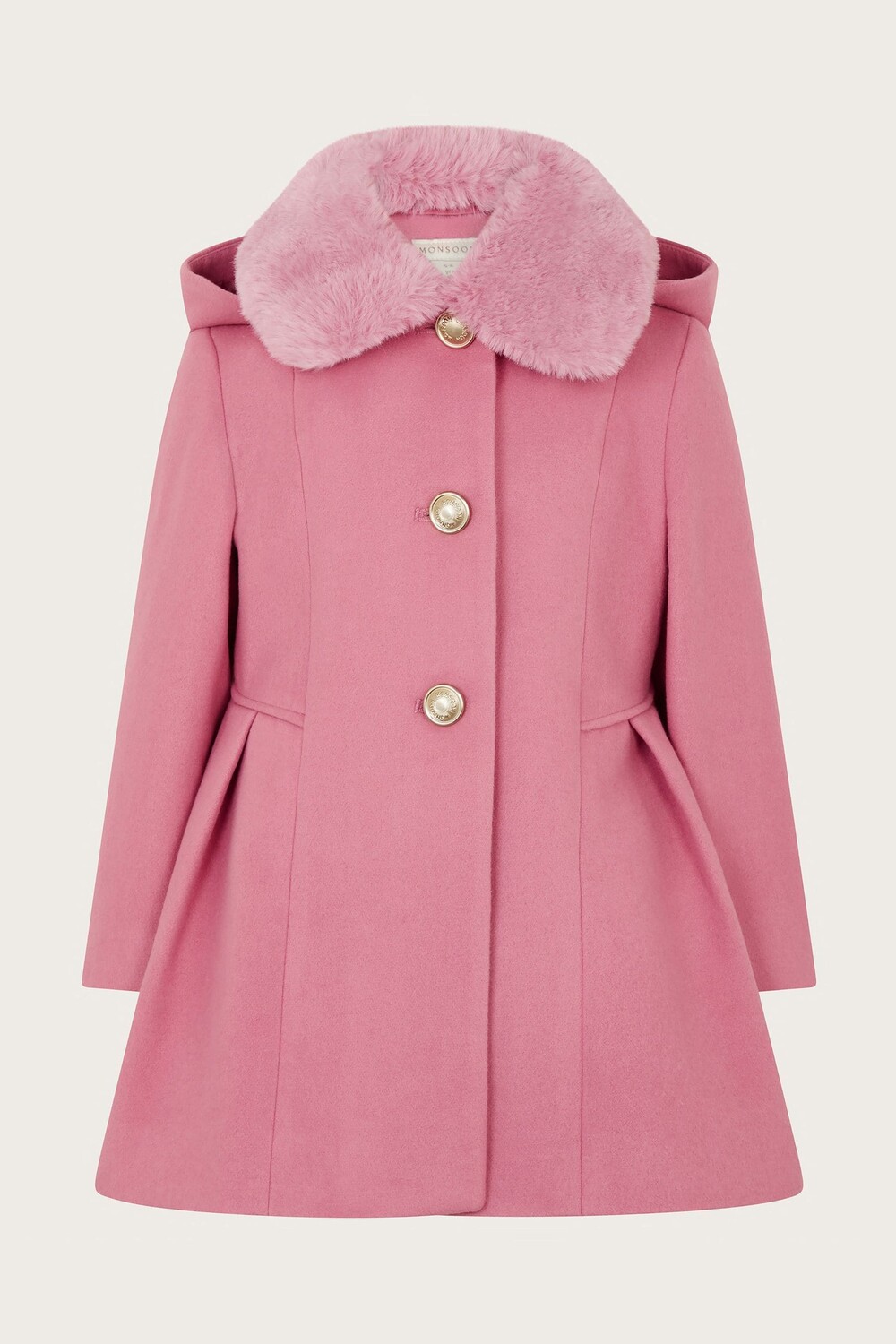 

Пальто с капюшоном и воротником Monsoon, розовый