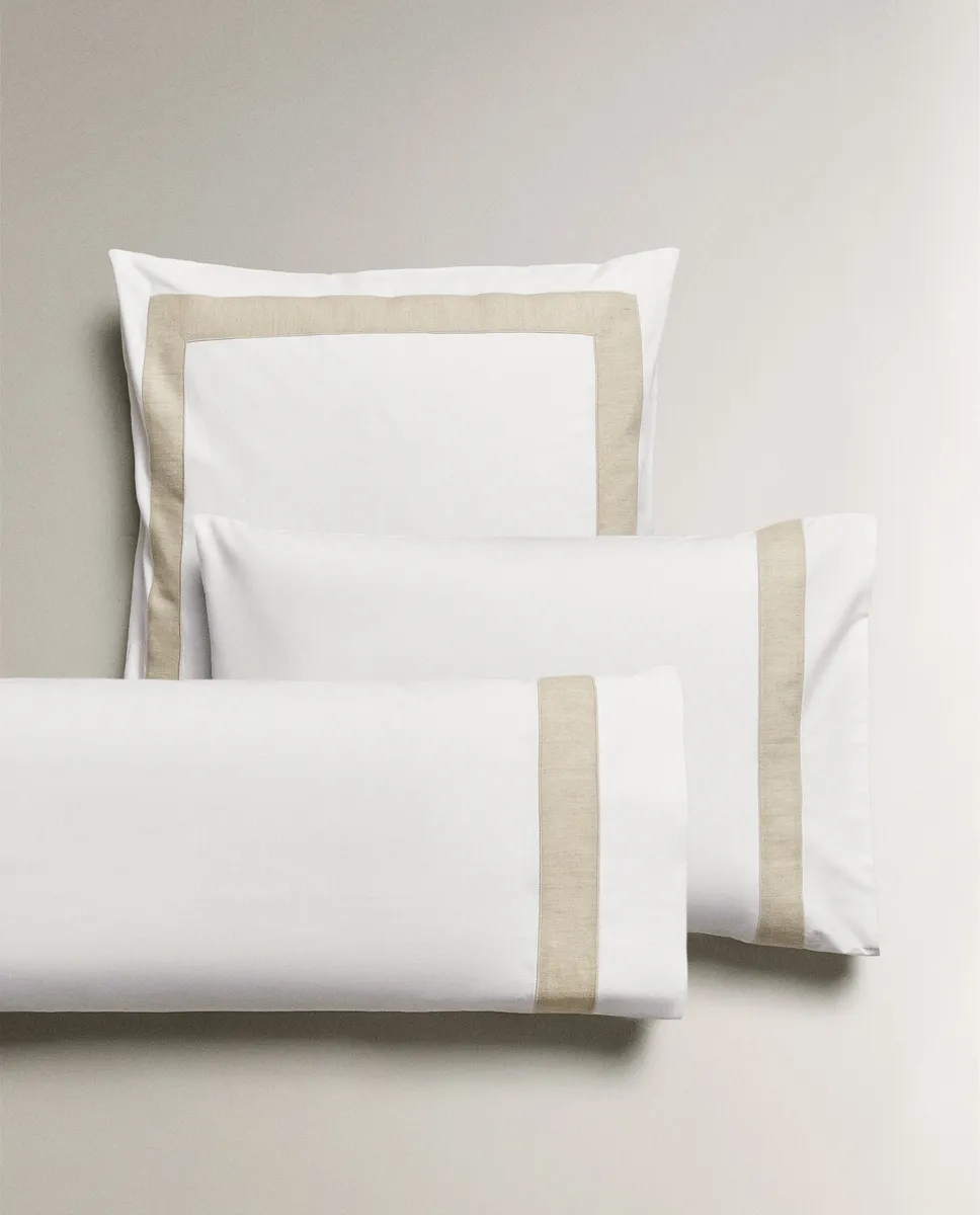 

Наволочка с льняной каймой Zara Home, белый