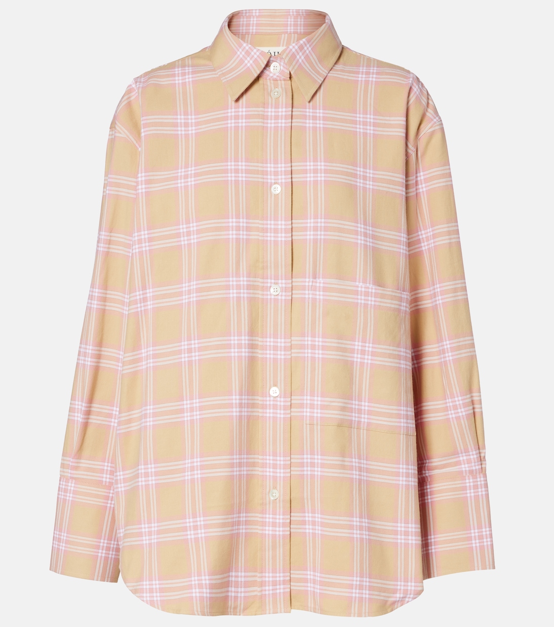 

Клетчатая фланелевая рубашка-овершот Róhe, Pink Beige Check