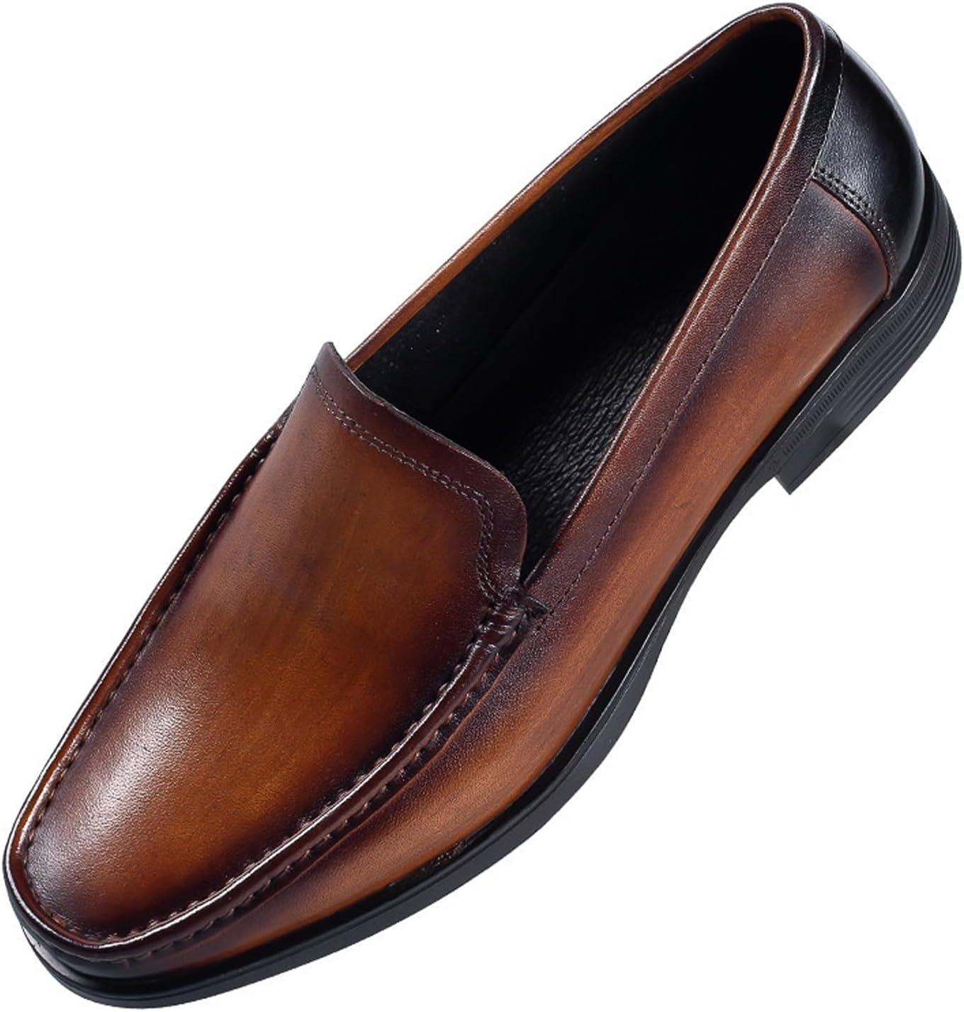 

Мужские кожаные лоферы Santimon - слипоны для делового и повседневного стиля, удобные пенни-лоферы с легкой противоскользящей подошвой для офиса, коричневый